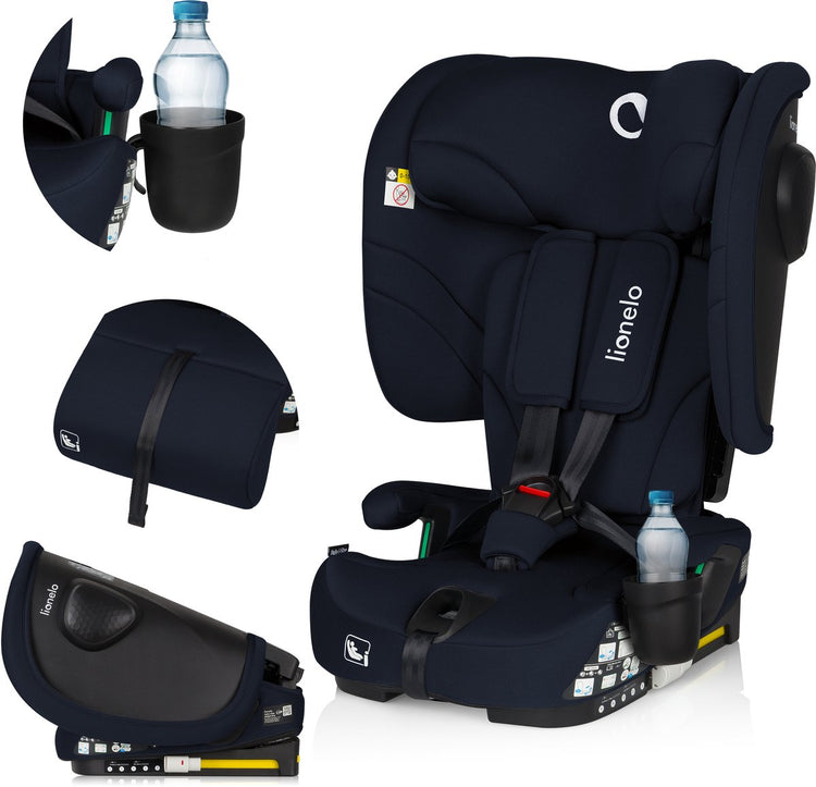 Siège auto Lionelo Nelly i-size - pliable - 76-150 cm - top tether isofix - dossier 4 positions - protection latérale sips - portable compact - appui-tête 15 positions - insert de coussin de jambe réducteur - porte-gobelet - ece r129 03 - groupe 0+