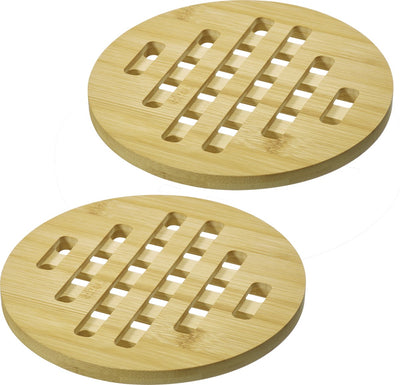 Westmark dessous de verre tapas + friends – dessous de verre ronds pour protéger la table des rayures et des brûlures, idéal pour la table à manger – bambou, 20cm, 2 pièces