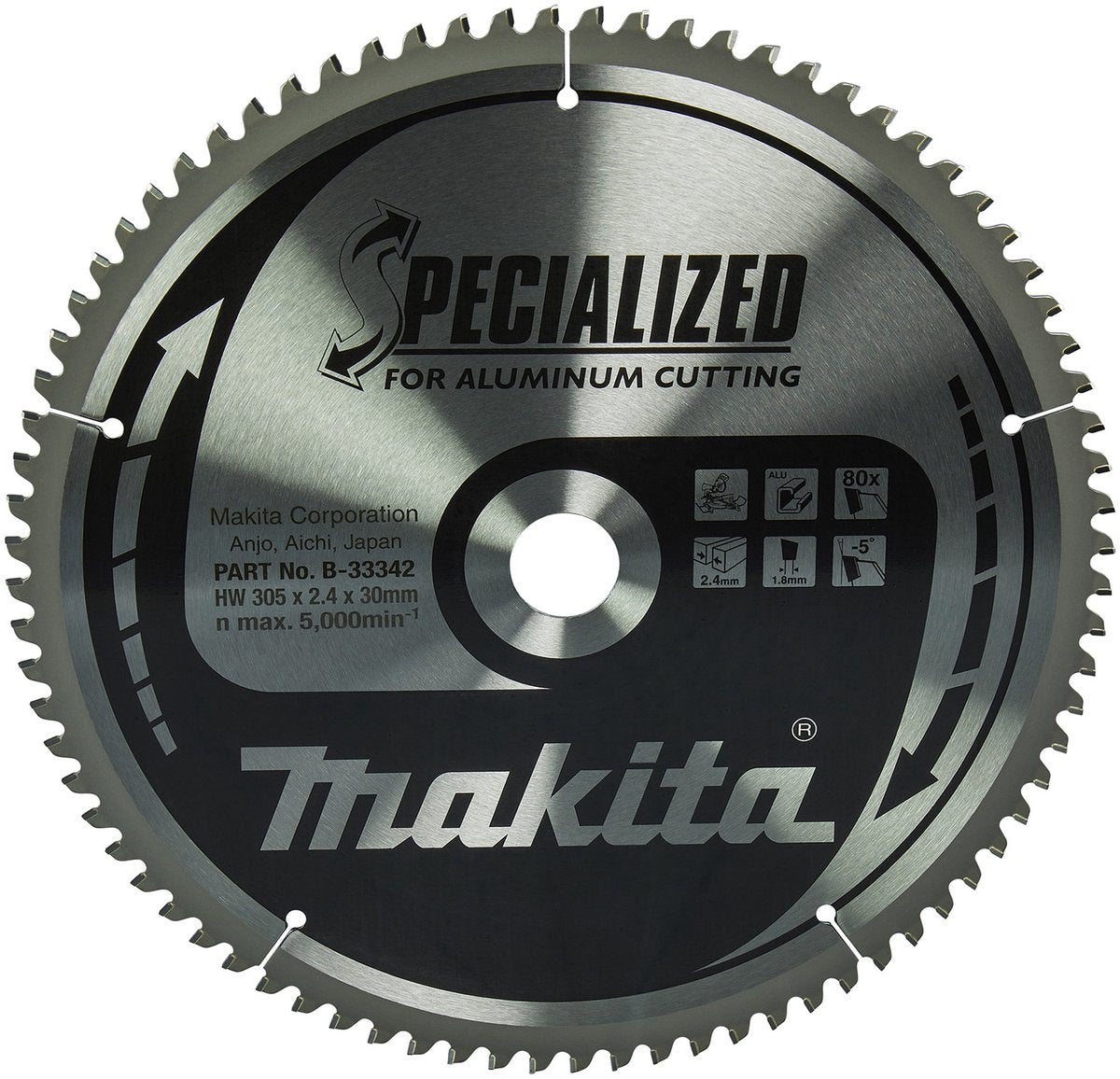 Accessoires Makita lame de scie à tronçonner aluminium | spécialisé 305x30x2.4 80t -5g - b-33342 b-33342