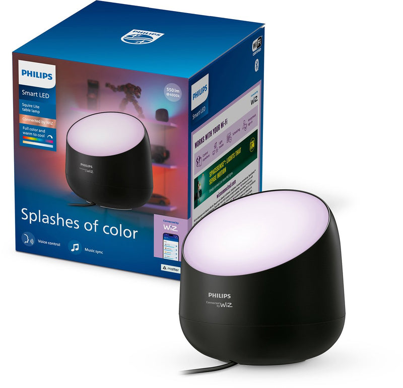 Philips Lighting philips smart Lighting - lampe de table Squire Lite - lumière blanche colorée et réglable - synchronisation de la musique - lèche-mur - noir - fonctionne avec l'application Wiz - wifi