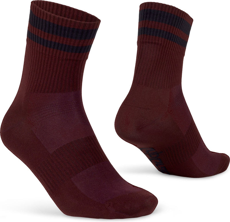 Gripgrab - chaussettes de cyclisme d'été originales à rayures chaussettes de cyclisme rétro à rayures coolmax - unisexe - rouge foncé - taille m (41-44)