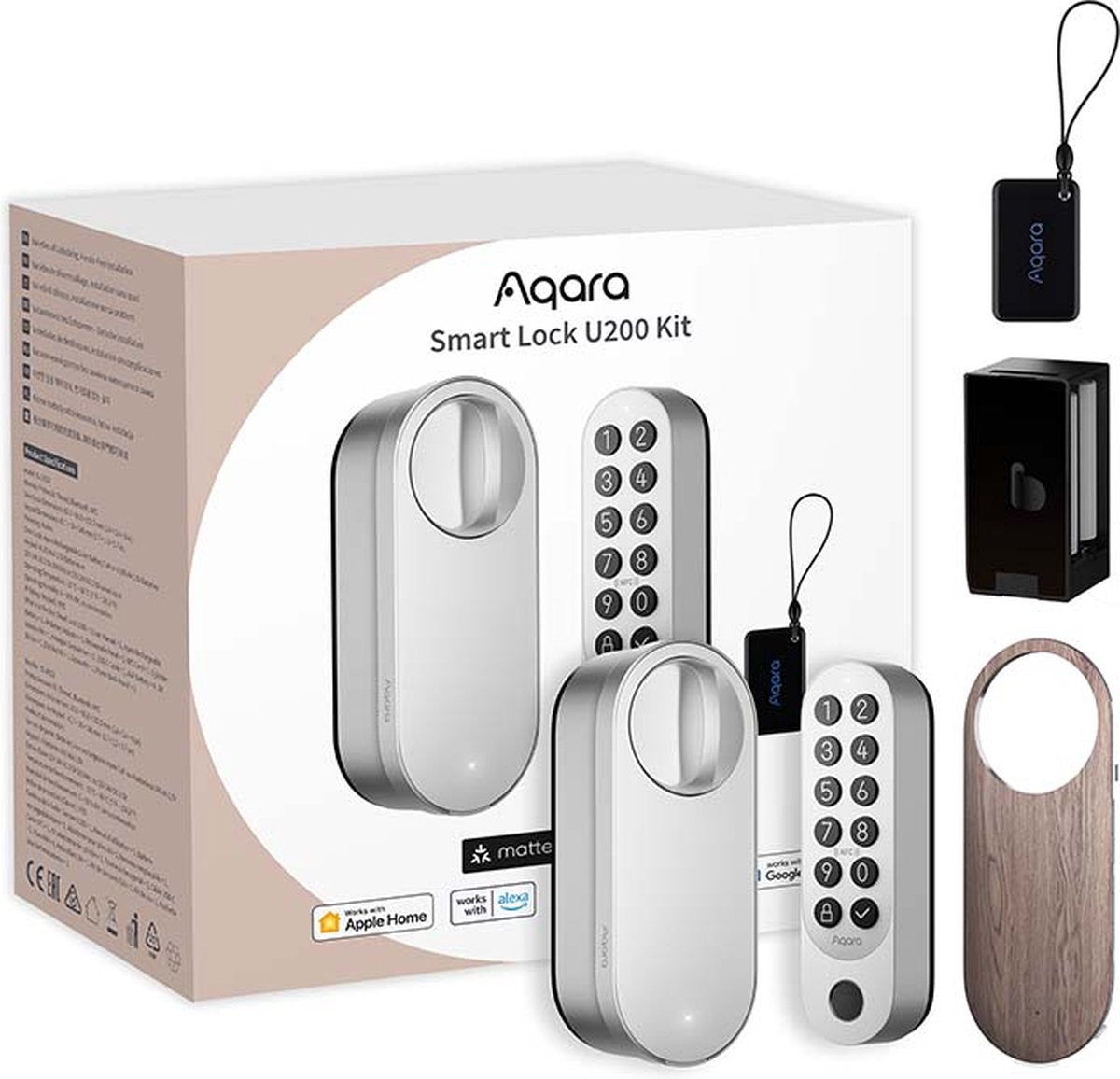 Kit Aqara smart lock u200 - argent - serrure de porte intelligente - code PIN d'empreinte digitale - clé d'accueil Apple - question Bluetooth