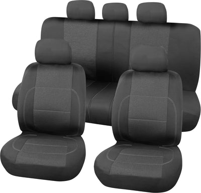 Carpoint set de housses de siège paris 9 pièces – noir gris – universel – lavable – convient pour airbag latéral – ensemble complet