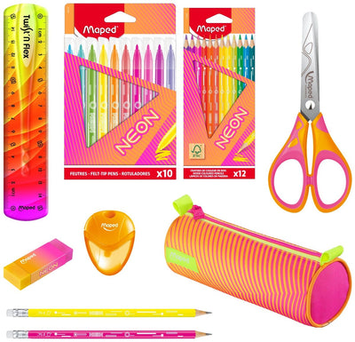 Maped office maped neon xl bundle – set de dessin complet avec trousse, crayons, feutres et ciseaux
