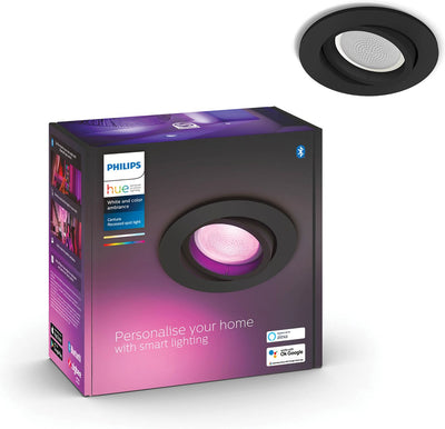 Spot encastrable Philips Hue Centura - lumière blanche et colorée - 1 spot - noir - rond - gu10