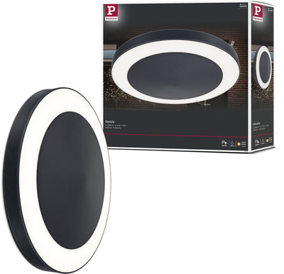Paulmann Plafonnier LED circula capteur crépusculaire détecteur de mouvement crépusculaire (IR) résistant à l'eau de mer IP44 rond 320 mm 3000K 14W 880lm 230V plastique anthracite