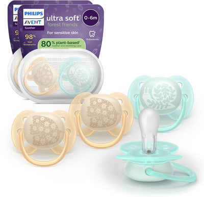 Philips avent ultra soft – sucette en silicone super douce (0-6 mois) – pour peaux sensibles – 4 pièces - scf091 49