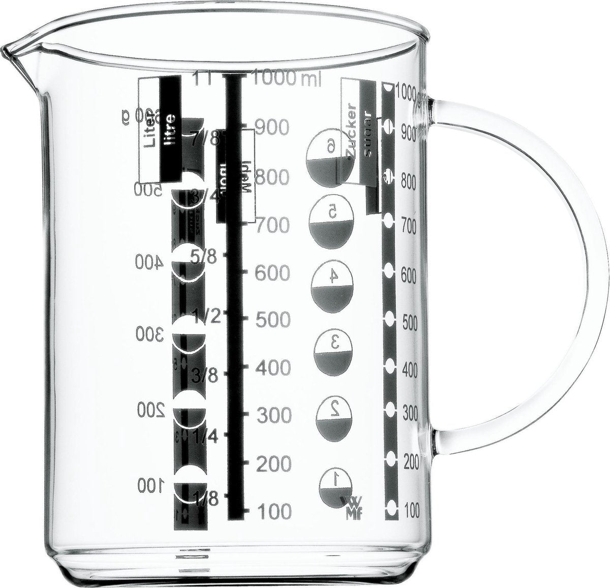 Tasse à mesurer gastronomique WMF - 1l - verre - résistant à la chaleur - avec échelle