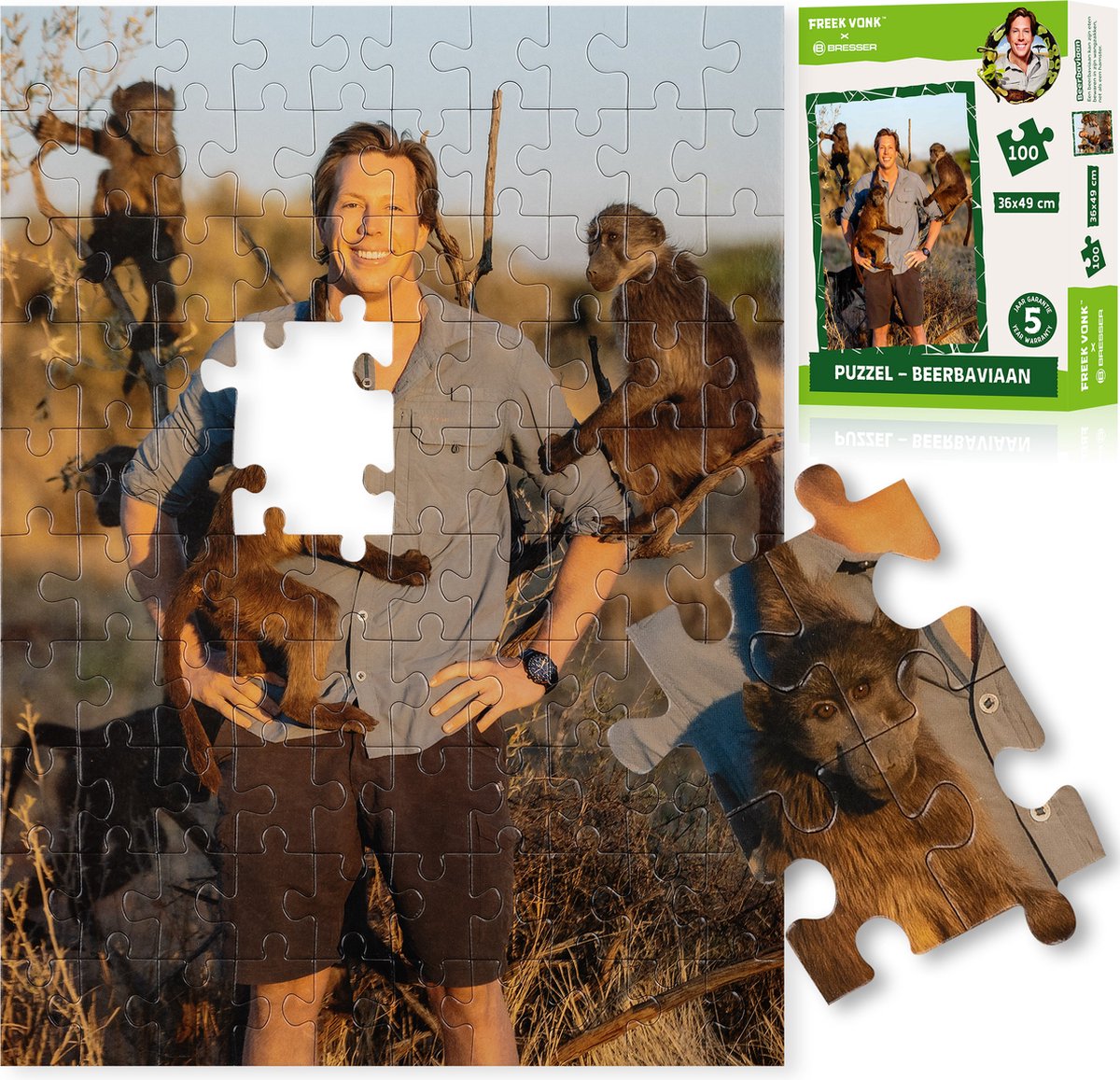 Freek Spark x Bresser - Freek Spark Bear Baboon Puzzle - pour enfants - 100 pièces