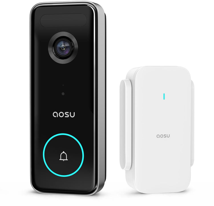 Sonnette vidéo Aosu ultra - Sonnette vidéo HD 5mp avec base - 3 détections de mouvement - Google Alexa