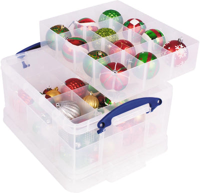 Boîte de rangement vraiment utile 21 l | avec 2 caissons | transparente