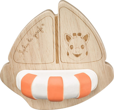 Bateau de bain so'pure Sophie la girafe - jouets de bain - jouets bébé - à partir de 0 mois - bois d'hévéa 100% naturel - ok-biosourcé - 11,5x11x8 cm