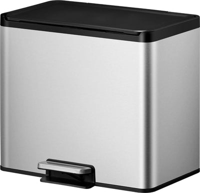 Eko - poubelle à pédale de recyclage essential 2 20+9 litres - polypropylène en acier inoxydable - acier inoxydable mat - poubelle