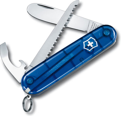 Victorinox mon premier couteau de poche pour enfants - 9 fonctions - bleu transparent - avec cordon de cou