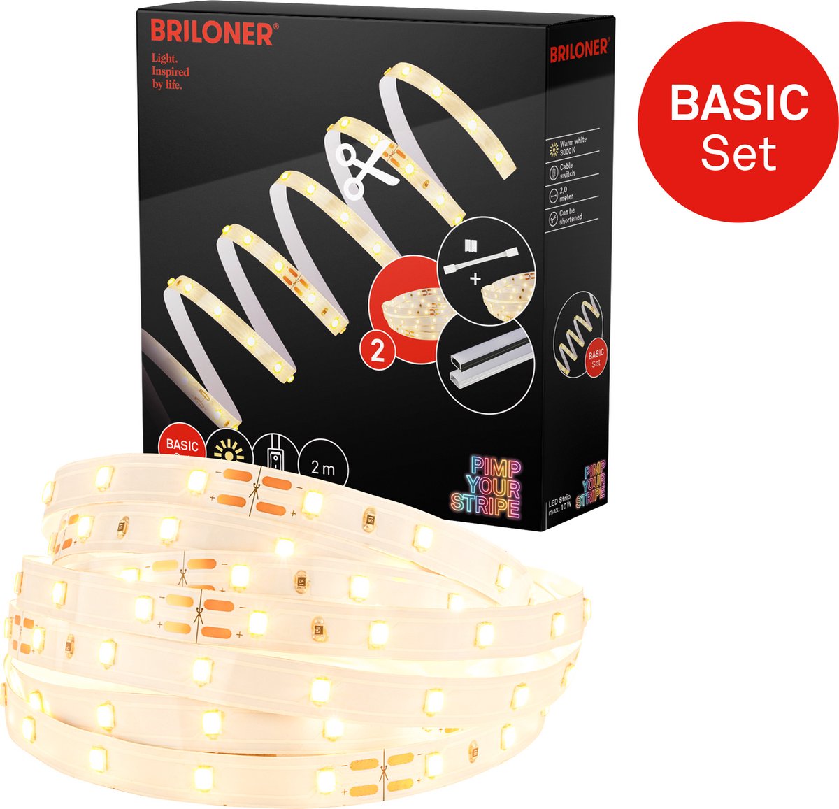 Briloner pimp your stripe starter set Bande LED 2m, blanc chaud, on off