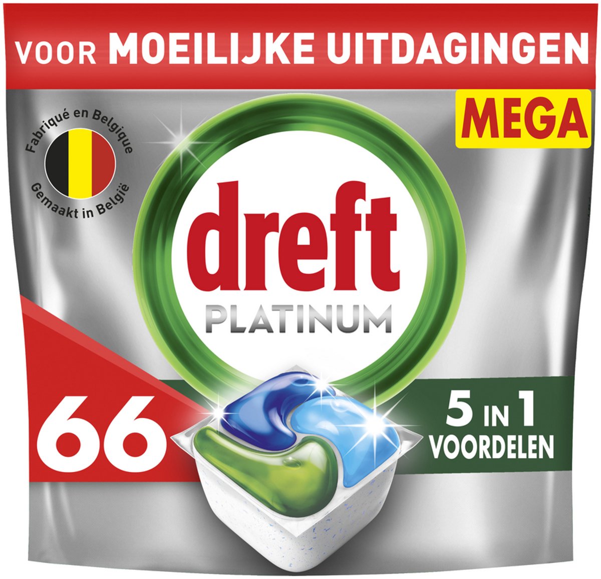 Tablettes pour lave-vaisselle tout-en-un Dreft Platinum - originales - 66 capsules