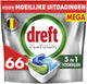 Tablettes pour lave-vaisselle tout-en-un Dreft Platinum - originales - 66 capsules