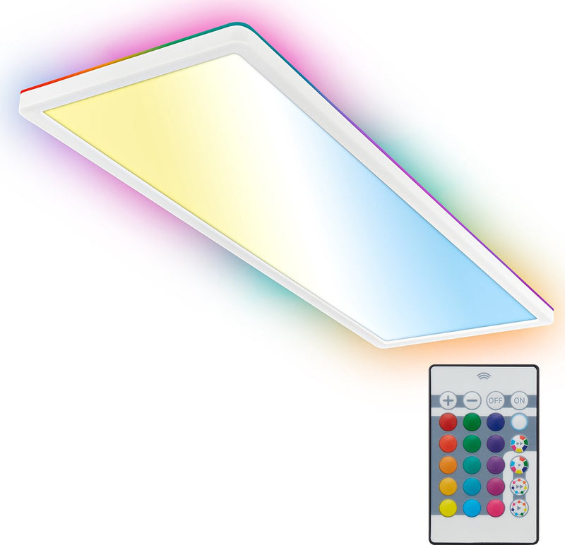 B.K.licht - Plafonnier LED - avec télécommande - avec RGBIC - plafonnier avec rétroéclairage - CCT - dimmable - 58x20x3 cm - blanc
