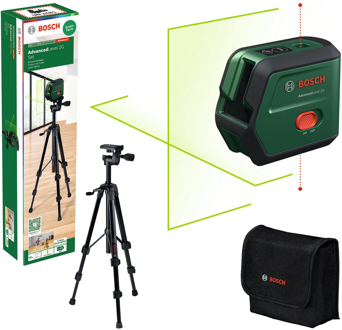 Ensemble Bosch Advanced Level 2G - Laser à lignes croisées avec trépied