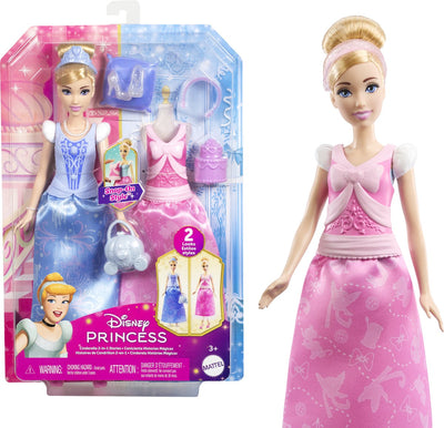Mattel Disney Princess Cendrillon 2-en-1 Stories Fashion Doll – Robes interchangeables