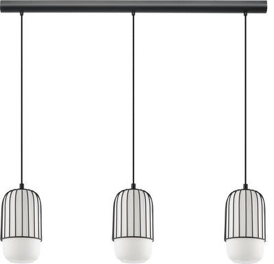 Lampe à suspension Eglo Muleges - e27 - 96 cm - noir et blanc