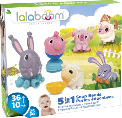 Lalaboom - perles éducatives et animaux de la ferme - mouton, cochon et lapin - 25 pièces
