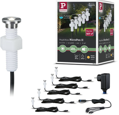 Paulmann Plug Shine LED Lampe encastrable au sol Micropen II Kit de base IP67 3000K 5x0,2W 21VA Argent