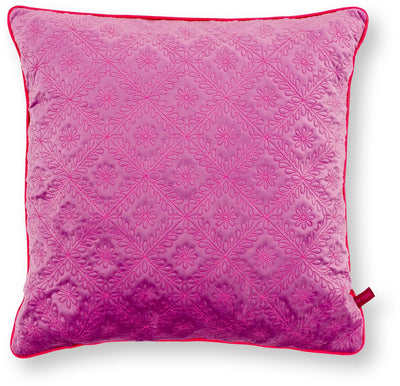 Pip studio coussin décoratif matelassé marguerite - coussin pour le salon - rose - 50x50cm