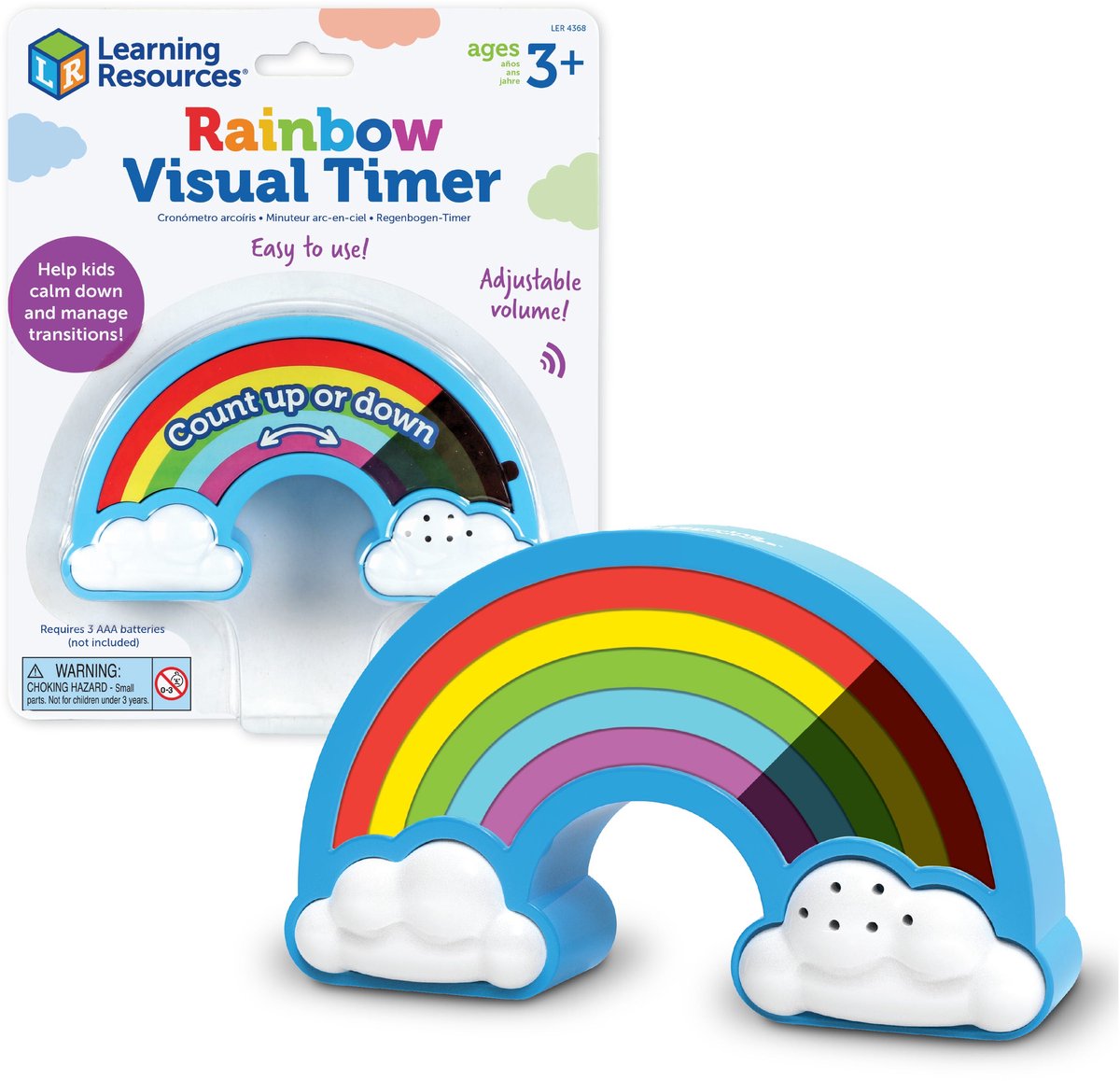 Ressources d'apprentissage minuterie visuelle arc-en-ciel - minuterie visuelle pour les enfants - arc-en-ciel - 3+