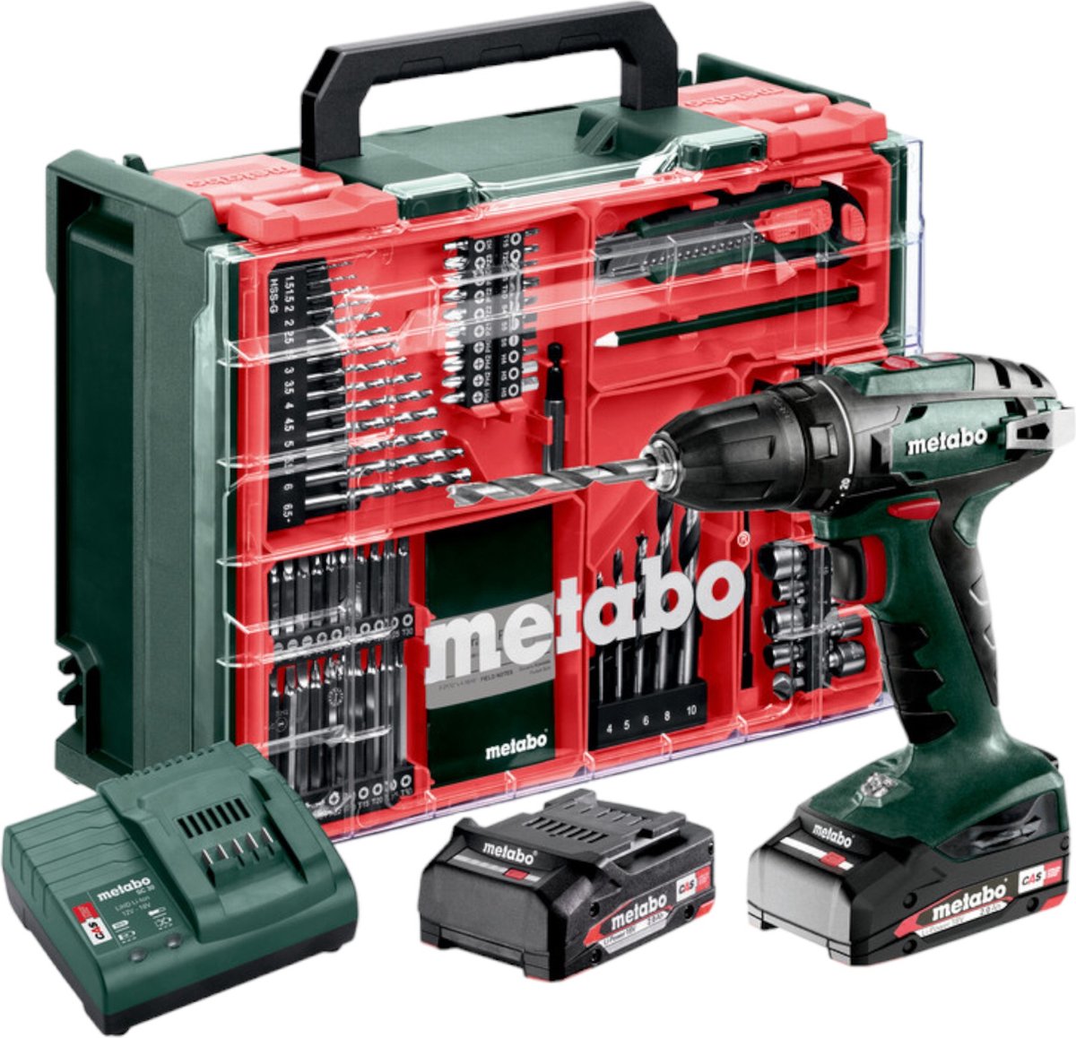 Metabo - Kit perceuse-visseuse sans fil 18v bs 18, avec accessoires, 2x batterie 2,0 ah li-power, chargeur 602207710