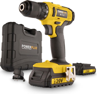 Perceuse sans fil Powerplus powx00435 - Perceuse sur batterie 20 V pour bois, acier et métal - incl. batterie et chargeur