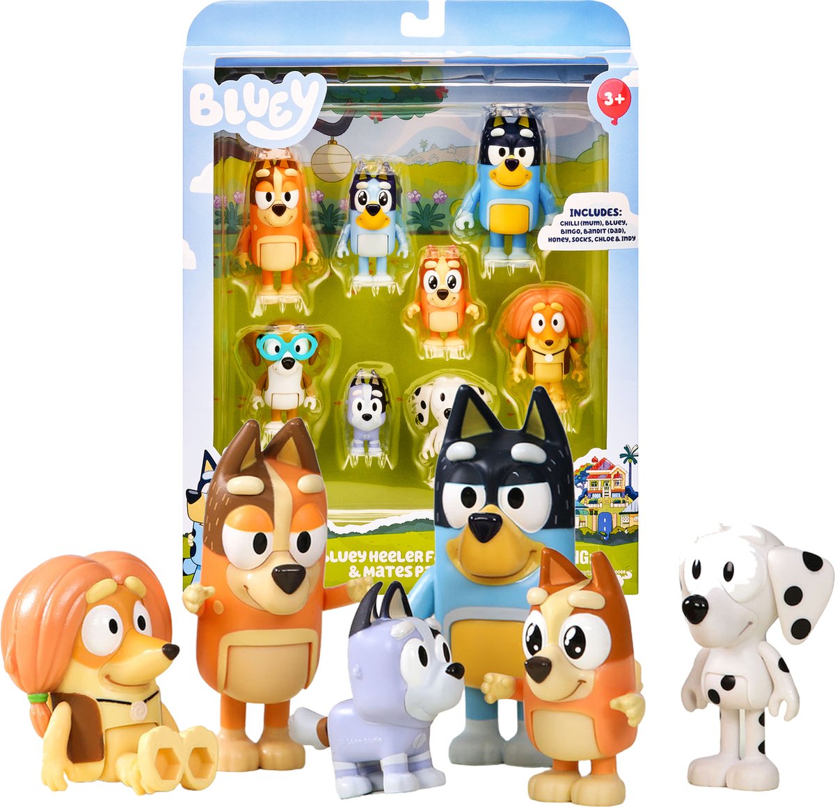 Spectron Bluey Speel figure des amis de la famille, 8e.
