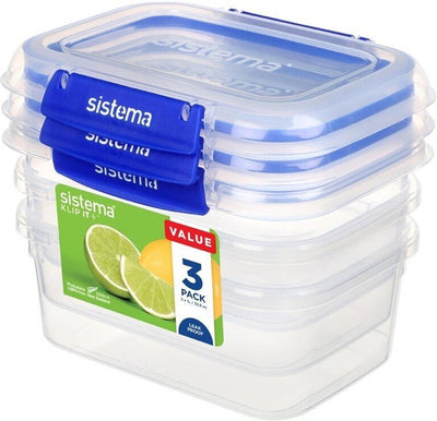 Sistema klip it + lot de 3 boîtes de rangement rectangulaires 1l