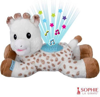 Sophie la girafe berceuse rêves lumineux peluche - projecteur d'étoiles - fonction musique avec 15 mélodies - avec contrôle du volume - arrêt automatique - piles incluses - 32x17x20 cm