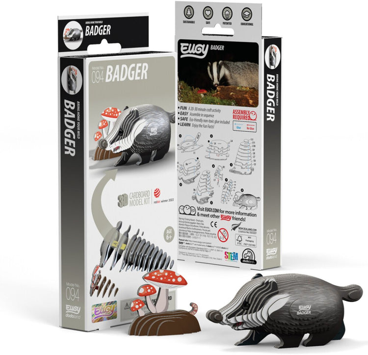 Puzzle 3D Eugy - blaireau - animaux sauvages - durable - collectionnez-les tous - 6 ans