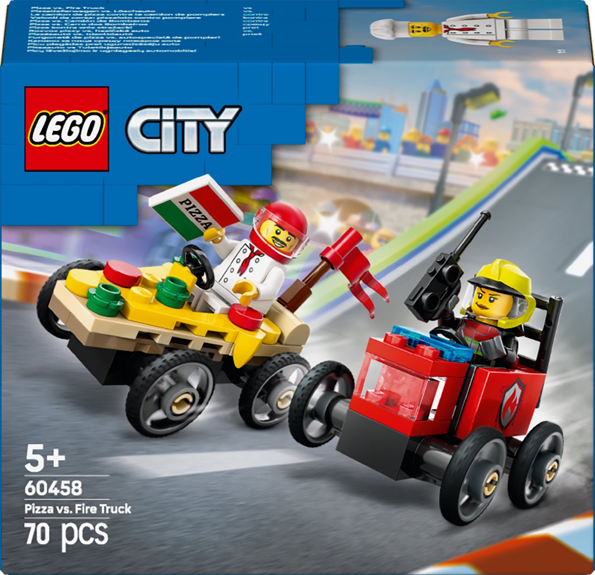 LEGO LEGO CITY 60458 PACK DE CARRAUX DE RACK: Pizza STEM TRUCK VS. camion de pompiers