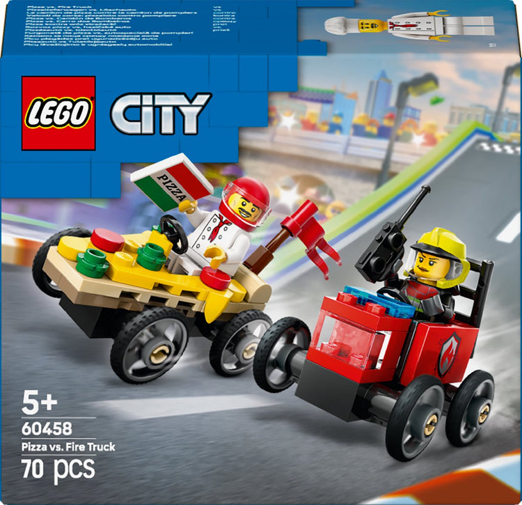 LEGO LEGO CITY 60458 PACK DE CARRAUX DE RACK: Pizza STEM TRUCK VS. camion de pompiers