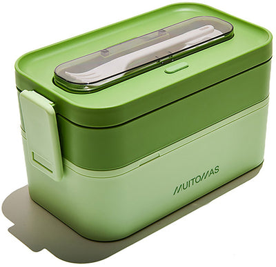 Boîte à lunch Muitomas - 1,7 litres - différents compartiments - passe au micro-ondes et au lave-vaisselle - couverts inclus - vert