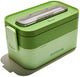 Boîte à lunch Muitomas - 1,7 litres - différents compartiments - passe au micro-ondes et au lave-vaisselle - couverts inclus - vert