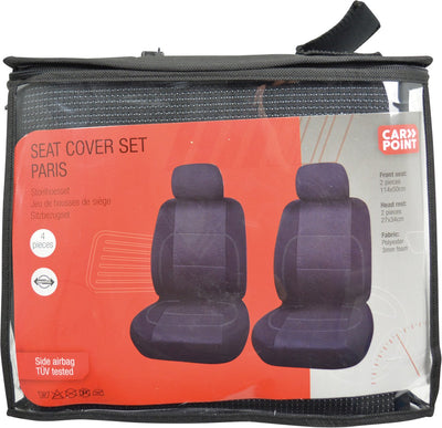 Carpoint set de housses de siège paris 4 pièces – sièges avant – noir gris – lavable – convient pour airbag latéral – universel