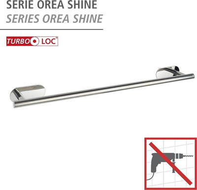 Wenko turbo-loc® porte-serviettes orea uno acier inoxydable brillant 60cm de large - porte-serviettes - montage sans perçage - autocollant - 10 ans de garantie