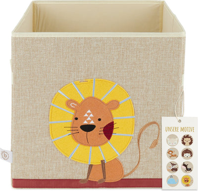 Bieco boîte de rangement en tissu lion nature 32cm 04010457