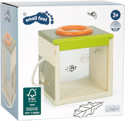 Boîte d'insectes en bois à petit pied