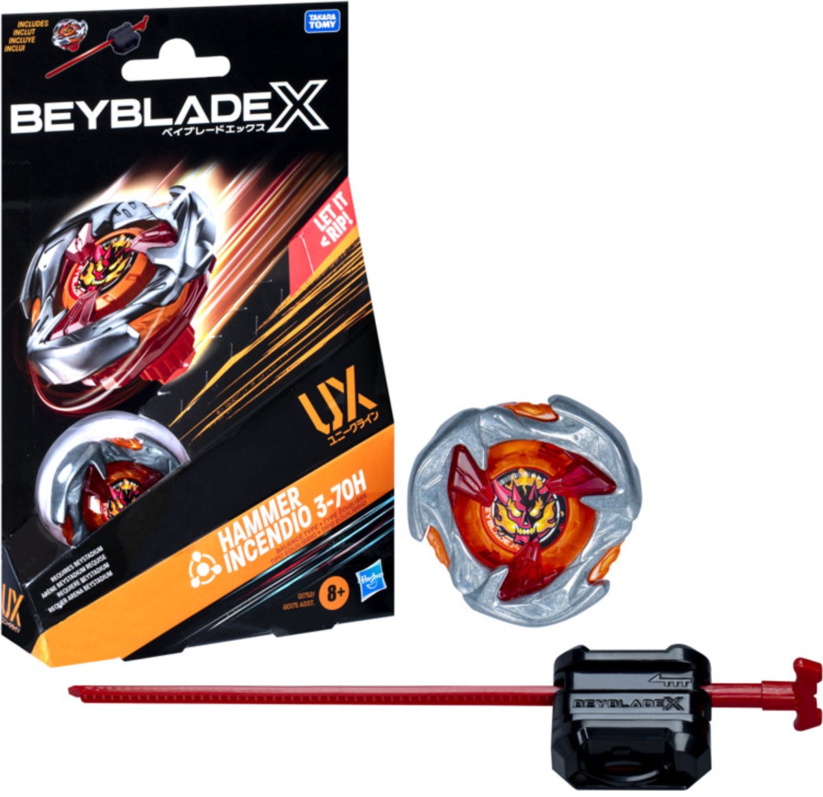 Beyblade x Hammer Incendio 3-70h ux starter pack - toupie et lanceur