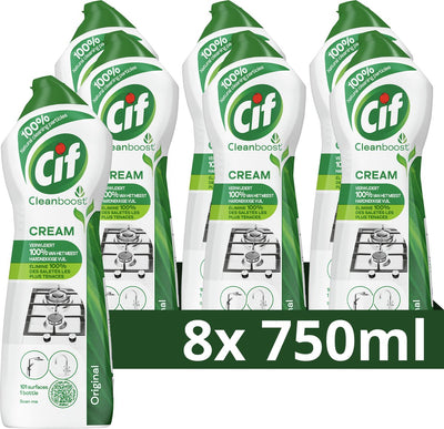 Cif - abrasif cleanboost - ingrédients 100% naturels - 101 surfaces - 8 x 750 ml