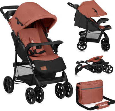 Lionelo emma plus - poussette - poussette légère et résistante - ceinture 5 points - réglage du dossier en position allongée - auvent allongé avec fenêtre - grand panier - sac et organiseur pratiques - amortisseurs - convient aux enfants jusqu'à 15 kg
