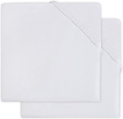 Jollein - drap housse bébé coffret matelas jersey (blanc) - coton - 2 pièces - drap housse bébé, coffret drap housse - 75x95cm