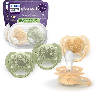 Philips avent ultra soft – sucette en silicone super douce (6-18 mois) – pour peaux sensibles – 4 pièces - scf091 52