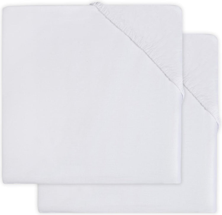 Jollein - drap-housse bébé lit enfant en coton (blanc) - coton - 2 pièces - drap-housse enfant, drap-housse lit junior - 70x140cm
