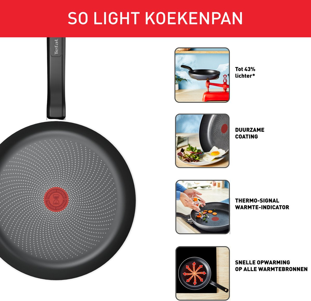 Tefal so'light poêle 24 cm - induction h0560442